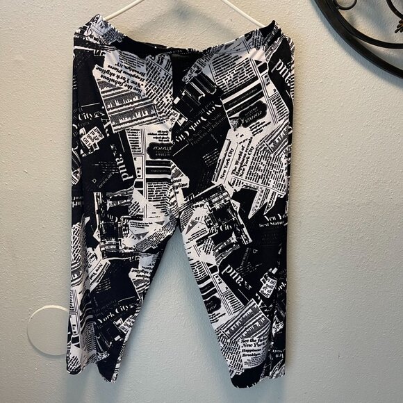 JOSTAR Poly‎ Spandex Stretch Knit TOP CAPRI PANT SET newspaper - Picture 6 of 11